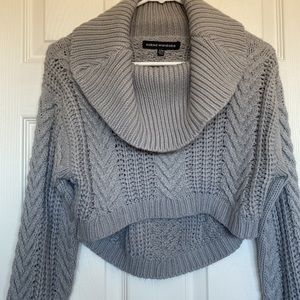 Naked wardrobe grey cable knit crop sweater sz S USED